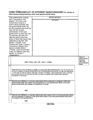 Conflict of Interest Questionnaire