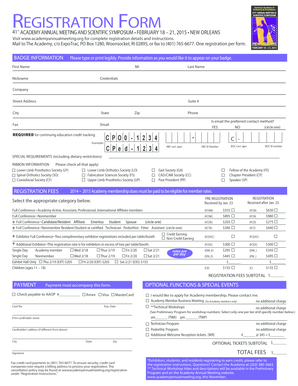 41st Academy Annual Meeting Registration Form