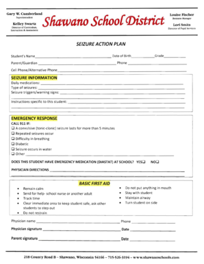 Seizure Action Plan