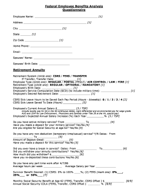Federal Employee Benefits Analysis Questionnaire