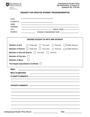 Student Program Monitor Request Form