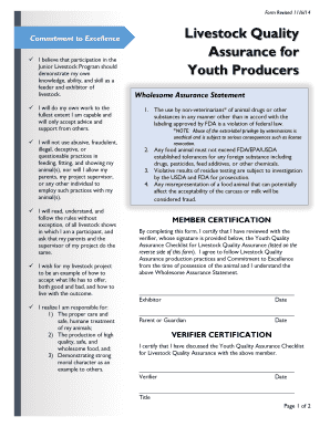Youth Livestock Quality Assurance Commitment Form