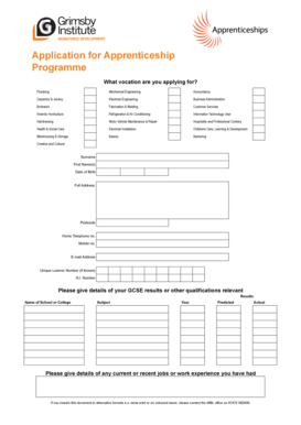 Apprenticeship Application Form