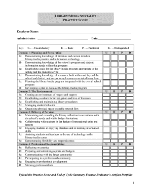 Library Media Specialist Practice Score Form
