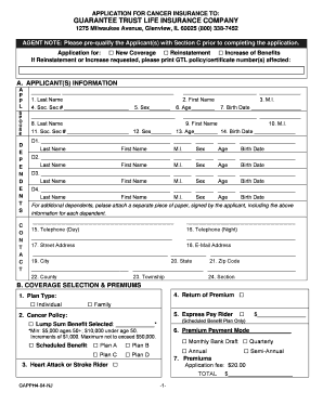 Cancer Insurance Application Form