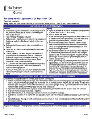 New Jersey Individual Health Insurance Application Form