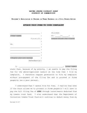 Prisoner's Application to Proceed In Forma Pauperis