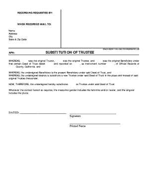 California Substitution of Trustee Form