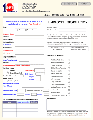 One Stop Benefits Enrollment Form