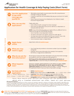 Application for Health Coverage & Help Paying Costs (Short Form)