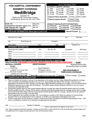 Hospital Confinement Plan Application