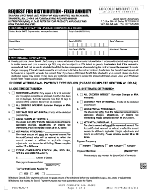 Request for Distribution - Fixed Annuity