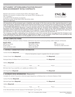 Annuities Settlement Options Request Form