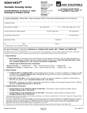 AXA Equitable Transfer/Rollover Form
