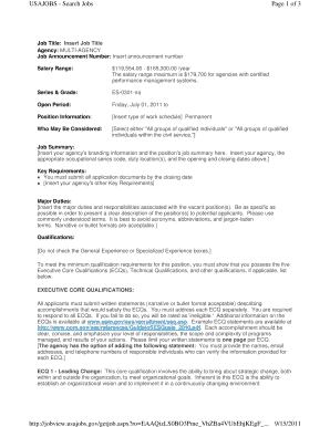 US Federal Senior Executive Service Job Application