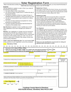 Ohio Voter Registration Form