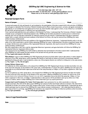 GEERing Up Parental Consent Form