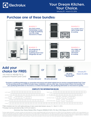 Electrolux Appliance Rebate Form
