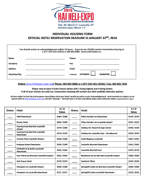 HAI HELI-EXPO 2016 Hotel Reservation Form