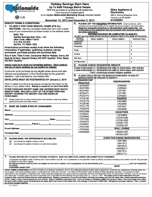 LG Appliance Mail-In Rebate Form