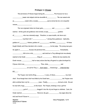 Adventures of Ulysses Cloze Paragraphs