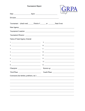 Tournament Report Form