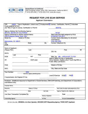 California Live Scan Service Request Form