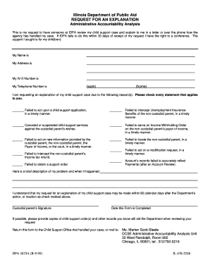 Illinois Child Support Explanation Request
