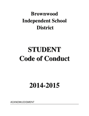 Brownwood ISD Student Code of Conduct Acknowledgment