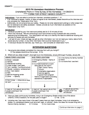 2015 Pennsylvania Homeless Assistance Survey