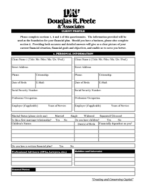 Financial Planning Client Profile Questionnaire
