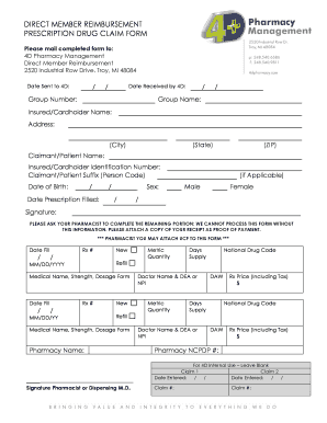 Direct Member Reimbursement Prescription Drug Claim Form