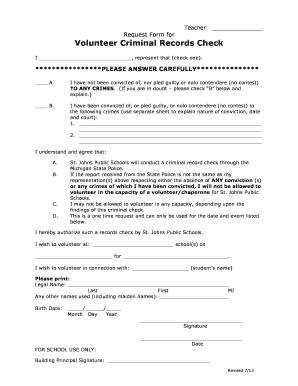 Volunteer Criminal Records Check Request Form