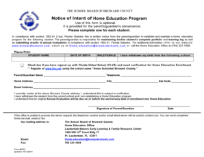 Florida Home Education Program Notice