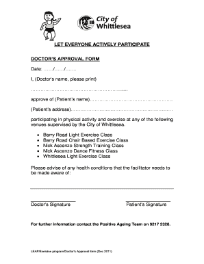 Doctor's Approval Form