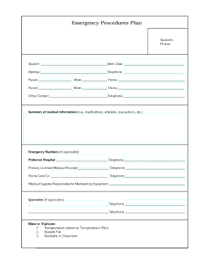 Emergency Procedures Plan