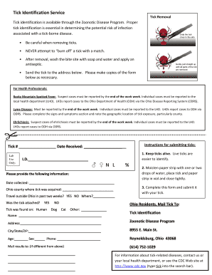 Ohio Tick Identification Form