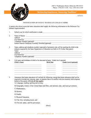 Ohio Home Education Notification Form