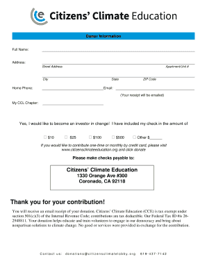 Citizens' Climate Education Donation Form