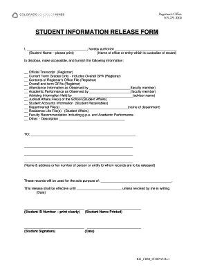 Student Information Release Form