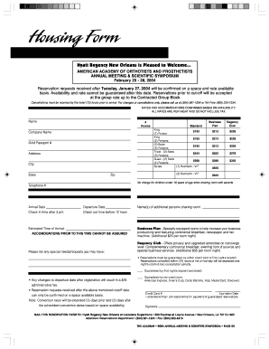 Hyatt Regency New Orleans Housing Form