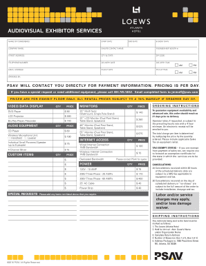 Audiovisual Exhibitor Services Form