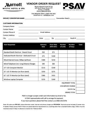 Vendor Order Request Form