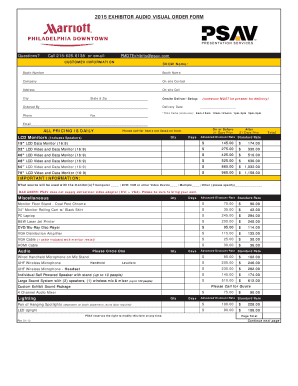2015 Exhibitor Audio Visual Order Form