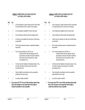 Satellite Weekly Inspection Log