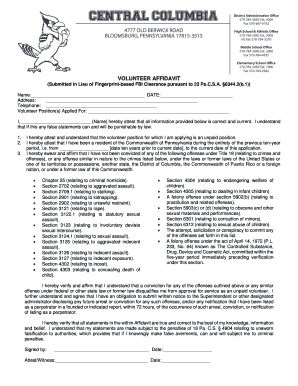 Volunteer Affidavit