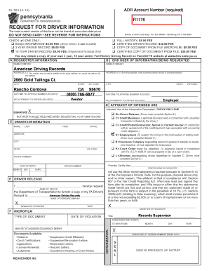 Pennsylvania Driver Information Request Form