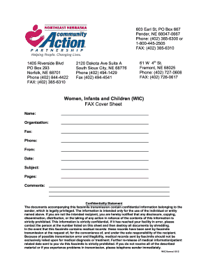 WIC FAX Cover Sheet