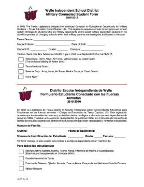 Military Connected Student Form