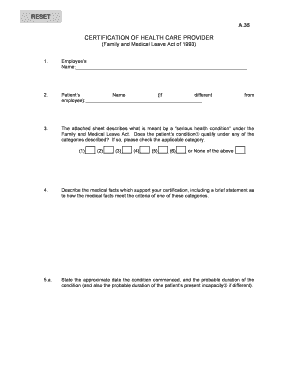 Certification of Health Care Provider